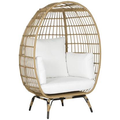 Outsunny Round PE Rattan Outdoor Egg Chair w/ Padded Cushions for Garden