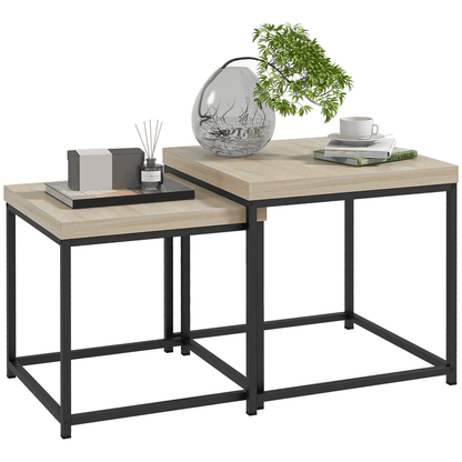 HOMCOM Coffee Table Set of 2, Nest of Tables with 3.5cm Thick Tabletop