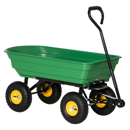 Heavy Duty 75L 4 Wheel Garden Cart - Green