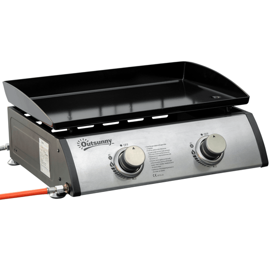 Outsunny Portable Gas BBQ Grill with 2 Stainless Steel Burner, 6kW