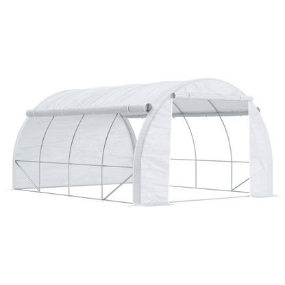 4 x 3 x 2 m Polytunnel Greenhouse With Steel Frame White walk-in garden greenhouse for plants and vegetables