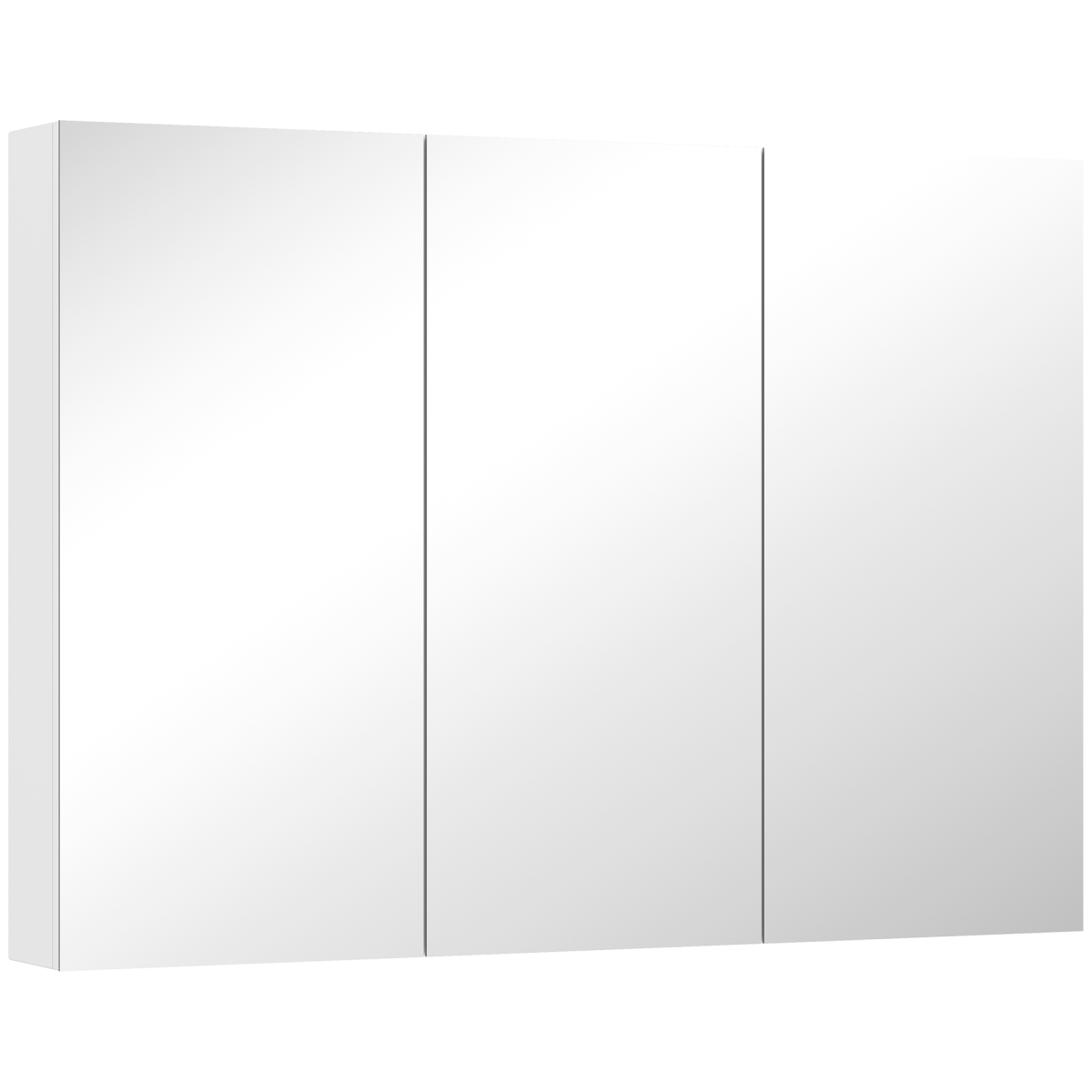 HOMCOM Bathroom Mirror Cabinet with 4 Adjustable Shelves, White three mirrored doors for grooming and makeup.