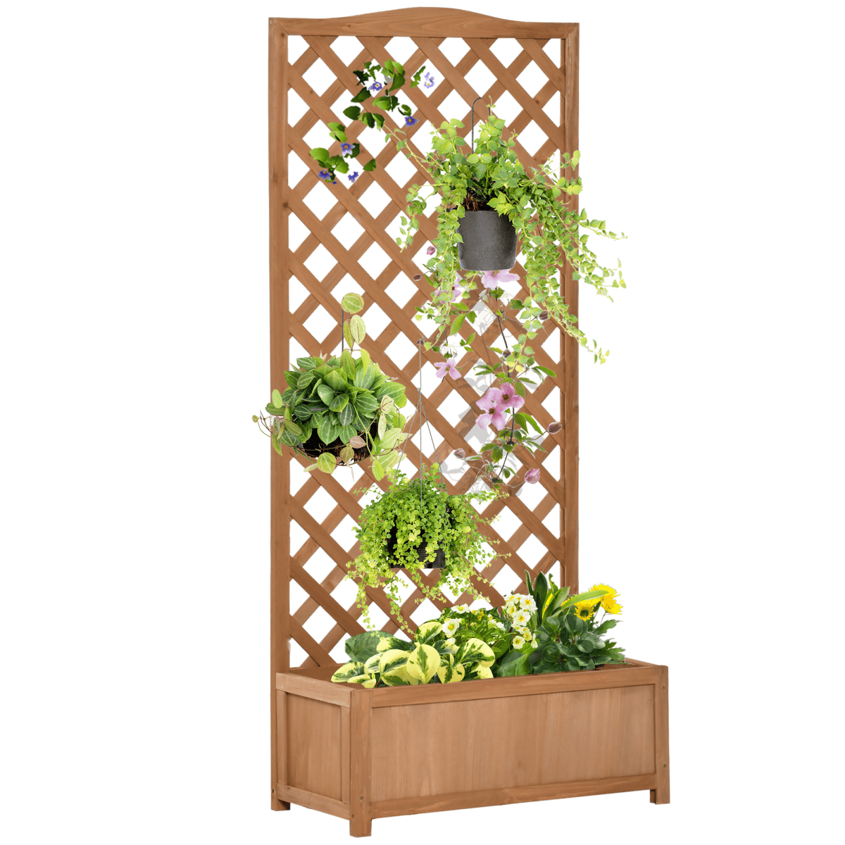 Garden Wooden Planter Box with Trellis 76x36x170cm