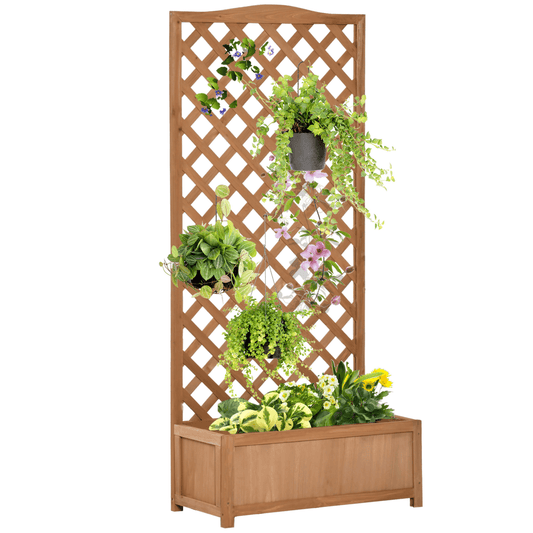 Garden Wooden Planter Box with Trellis 76x36x170cm