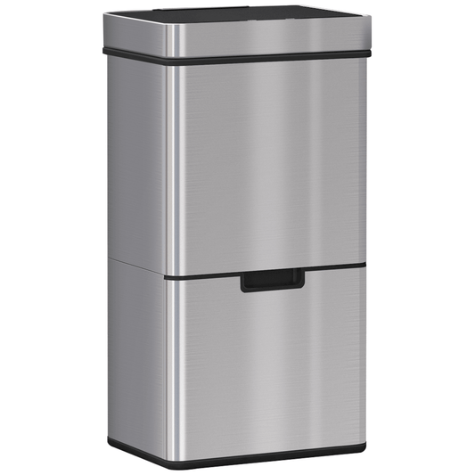 Motion Sensor Rubbish Bin, 3 Compartments Removable Lid Stainless Steel HOMCOM