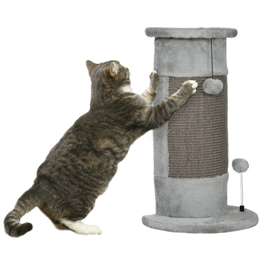 Corner 58cm Cat Scratching Post with Covered Plush, Sisal Rope & Toy Balls