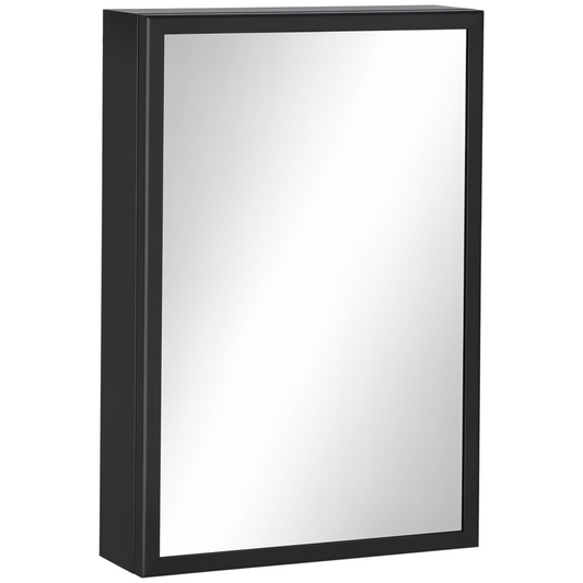 kleankin Wall Mounted Bathroom Cabinet with Mirror and Storage Shelves