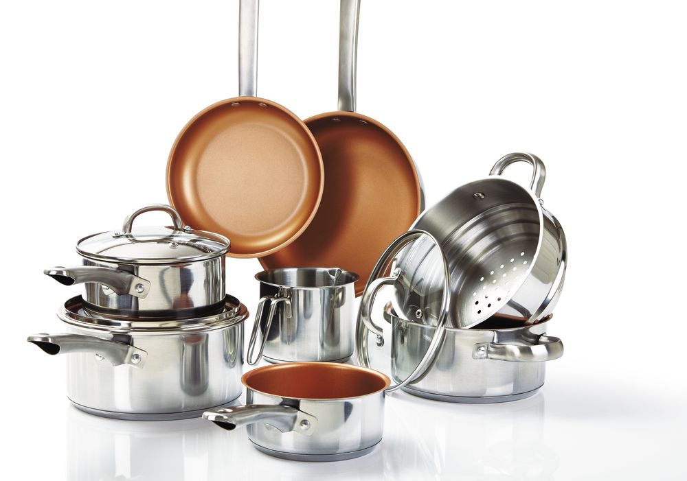 11 Piece Cookware Set Stainless Steel Copper Non-Stick Healthy Cooking