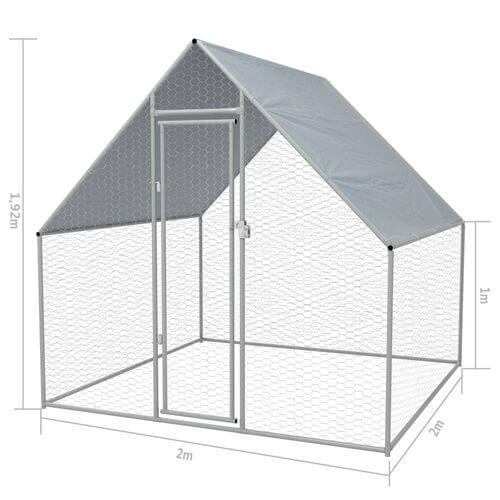 Outdoor Chicken Cage 2x2x1.92 m Galvanised Steel