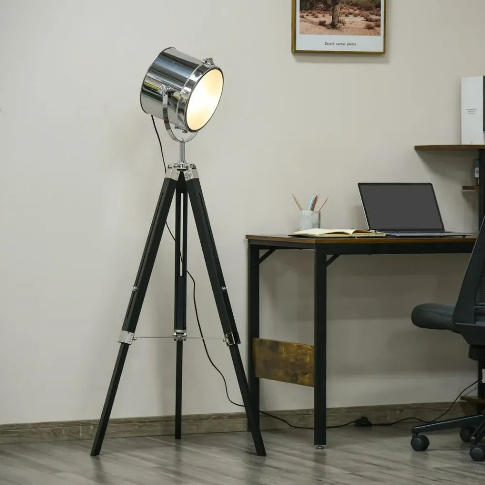 Industrial Style Adjustable Floor Tripod Searchlight Reading Lamp