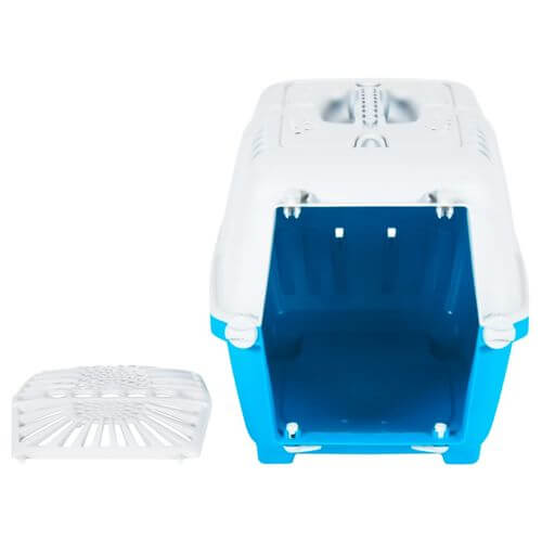 Pet Carrier White and Blue 48x31.5x33cm Polypropylene.