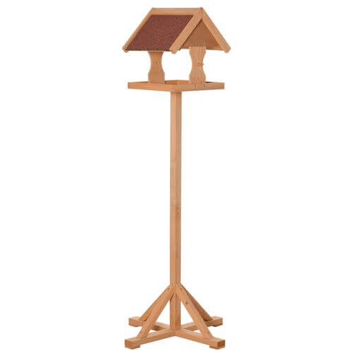 Wooden Bird Feeder Freestanding Cross-shaped Support Feet Weather Resistant