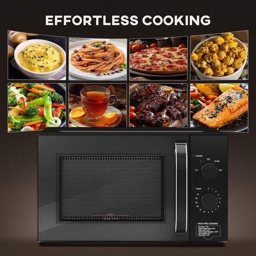 HOMCOM 23L Solo Manual Microwave Oven with 5 Levels, Timer, Black