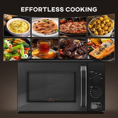 HOMCOM 23L Solo Manual Microwave Oven with 5 Levels, Timer, Black