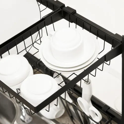 Space Saving Over The Sink Dish Drying Rack, 2 Tier Adjustable Dish Drainer