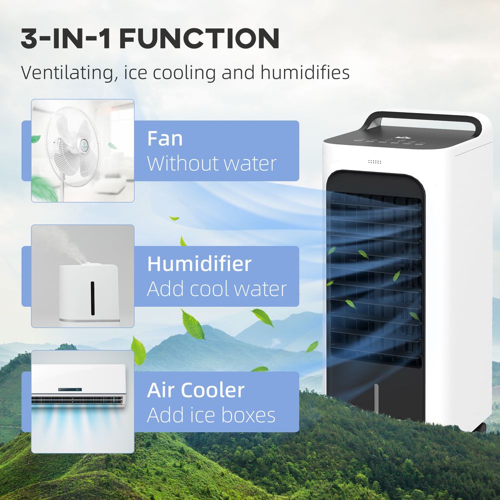 Mobile Air Cooler for Home Office, with Oscillation, Ice Packs