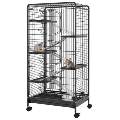 6 Level Small Animal Cage for Rabbits, Minks, Chinchillas - Black