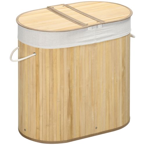 100L Bamboo Eco-Friendly Laundry Basket With 2 Compartments