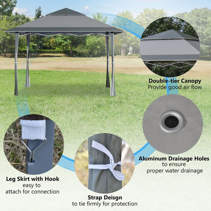 4m x 4m Pop-up Gazebo Steel Frame, Vented Roof Dark Grey