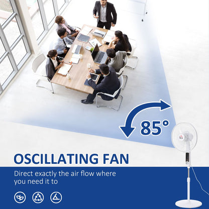 HOMCOM 54 Inch Pedestal Fan Height Adjustable Oscillation LED Panel