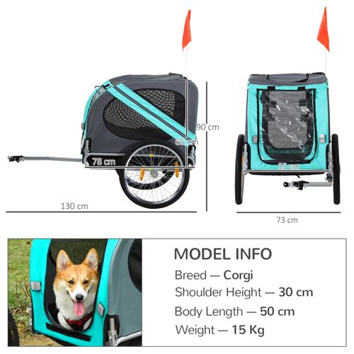 Pet Bicycle Trailer Dog Cat Bike Carrier Water Resistant With Hitch Coupler Green