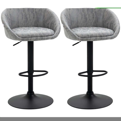 Adjustable Swivel Bar Stools Set of 2 Bar Chairs with Footrest, Light Grey