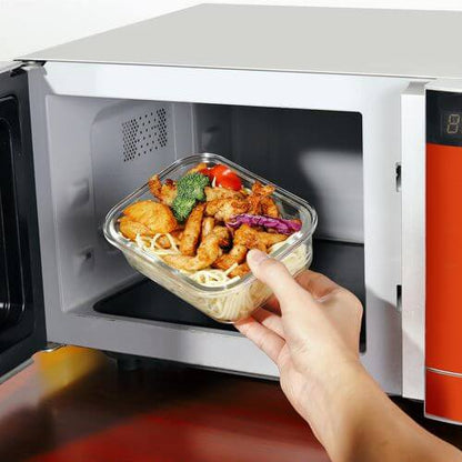 Vinsani Glass Food Containers 10 Pack Rectangle Round Square Food Meal Prep Lunch Boxes with Lids Airtight Heat Resistant Leakproof Lid BPA-Free Dishwasher Microwave Oven Freezer Safe