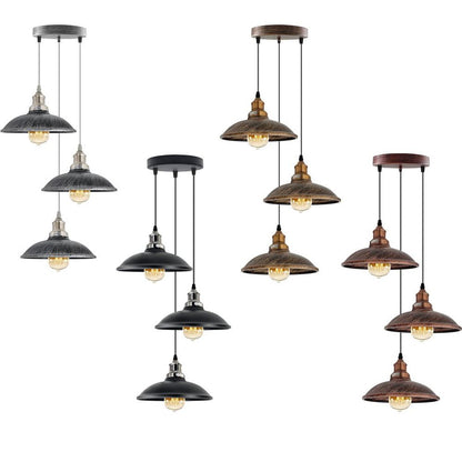 3 Head Vintage Industrial Metal Pendant Ceiling Hanging Light Shade Lamp E27