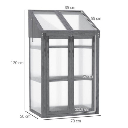 Wooden Greenhouse Cold Frame Grow House w/ Double Door Grey