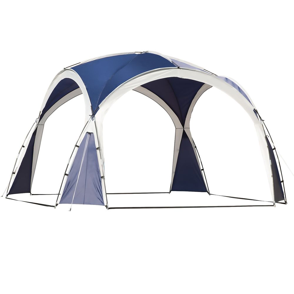 Outdoor Garden Dome Gazebo Shelter Party Tent Blue with Grey Trim