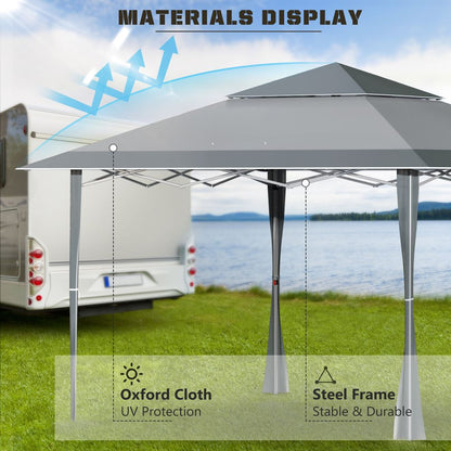 4m x 4m Pop-up Gazebo Steel Frame, Vented Roof Dark Grey