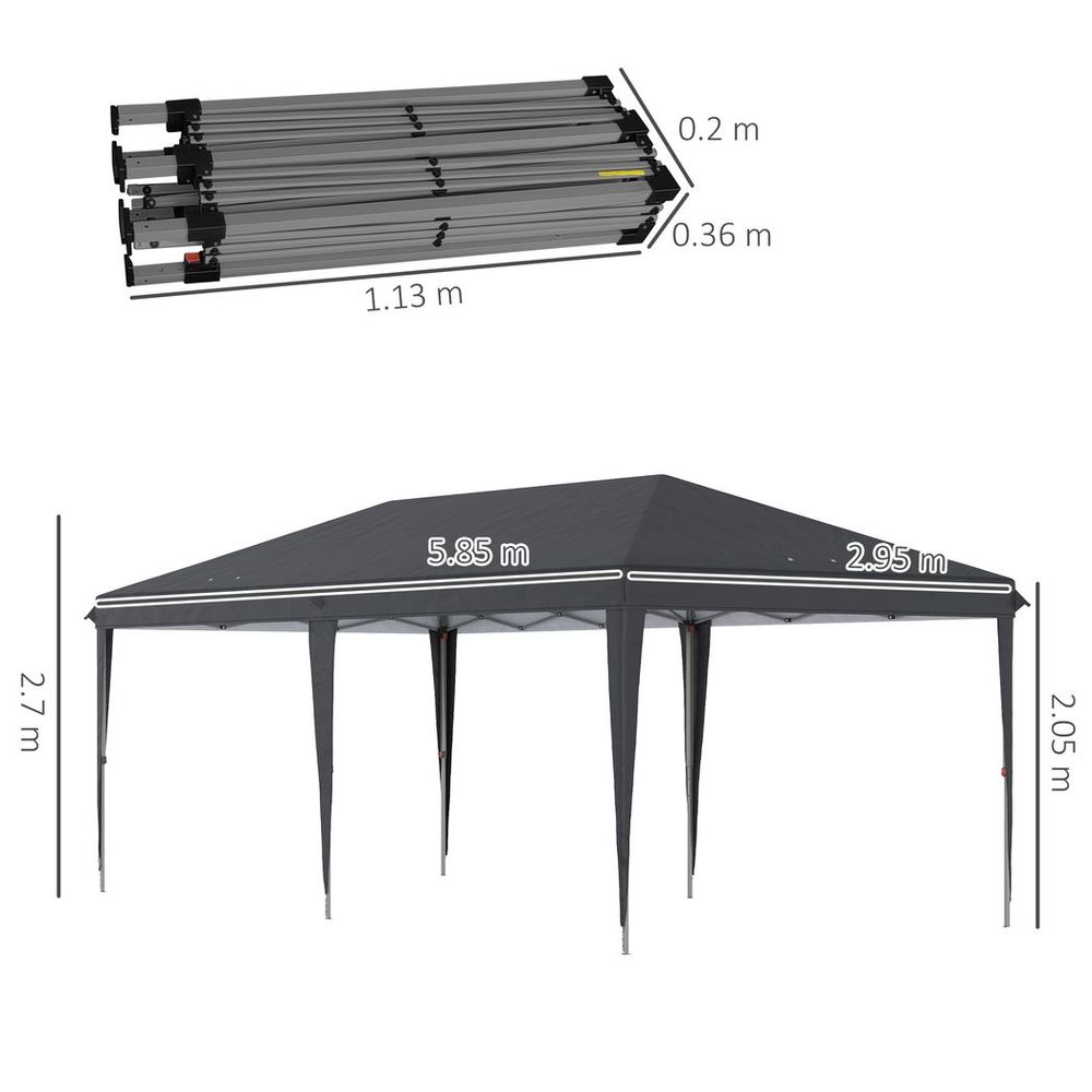 3 x 6 m Pop Up Gazebo Patio Party Event Heavy Duty Canopy Black