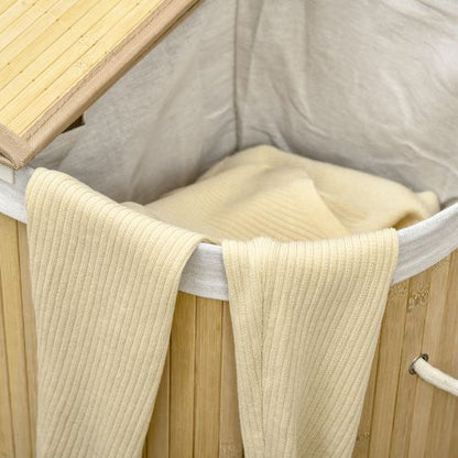 100L Bamboo Eco-Friendly Laundry Basket With 2 Compartments