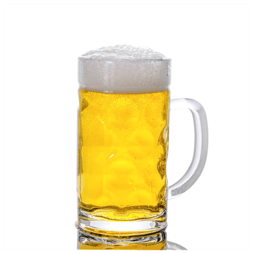 Glass Beer Mugs with Handles Set of 6 - 500 ml