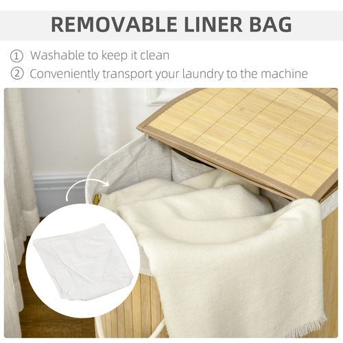 100L Bamboo Eco-Friendly Laundry Basket With 2 Compartments