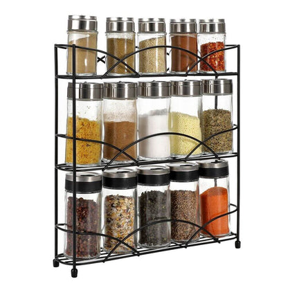 Free Standing 3 Tier Table Top Spice Rack Space Saving Storage