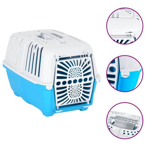 Pet Carrier White and Blue 48x31.5x33cm Polypropylene.