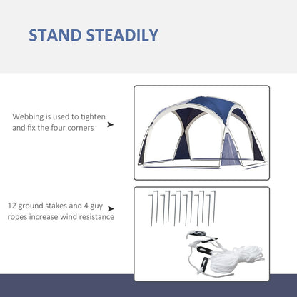 Outdoor Garden Dome Gazebo Shelter Party Tent Blue with Grey Trim