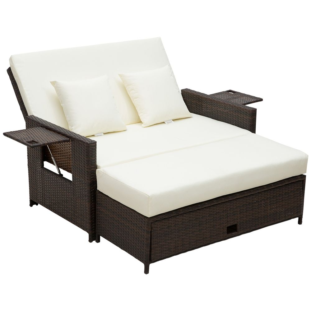 2 Seater Garden Rattan  Sofa Sun Lounger Daybed