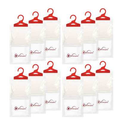 Pack of 12 Hanging Wardrobe Dehumidifier Bags 210g