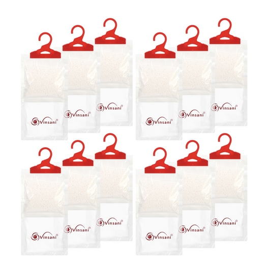 Pack of 12 Hanging Wardrobe Dehumidifier Bags 210g