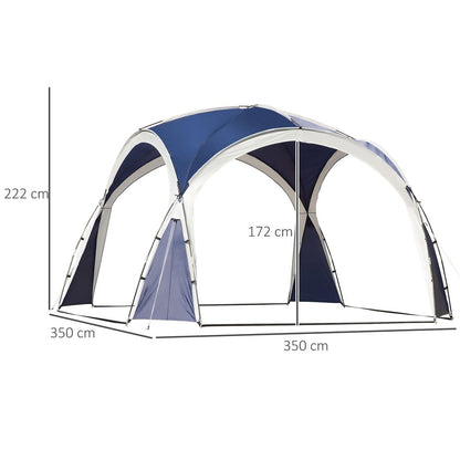 Outdoor Garden Dome Gazebo Shelter Party Tent Blue with Grey Trim