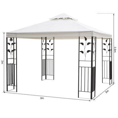 3m x 3m Vented Roof Metal Frame Garden Gazebo Cream