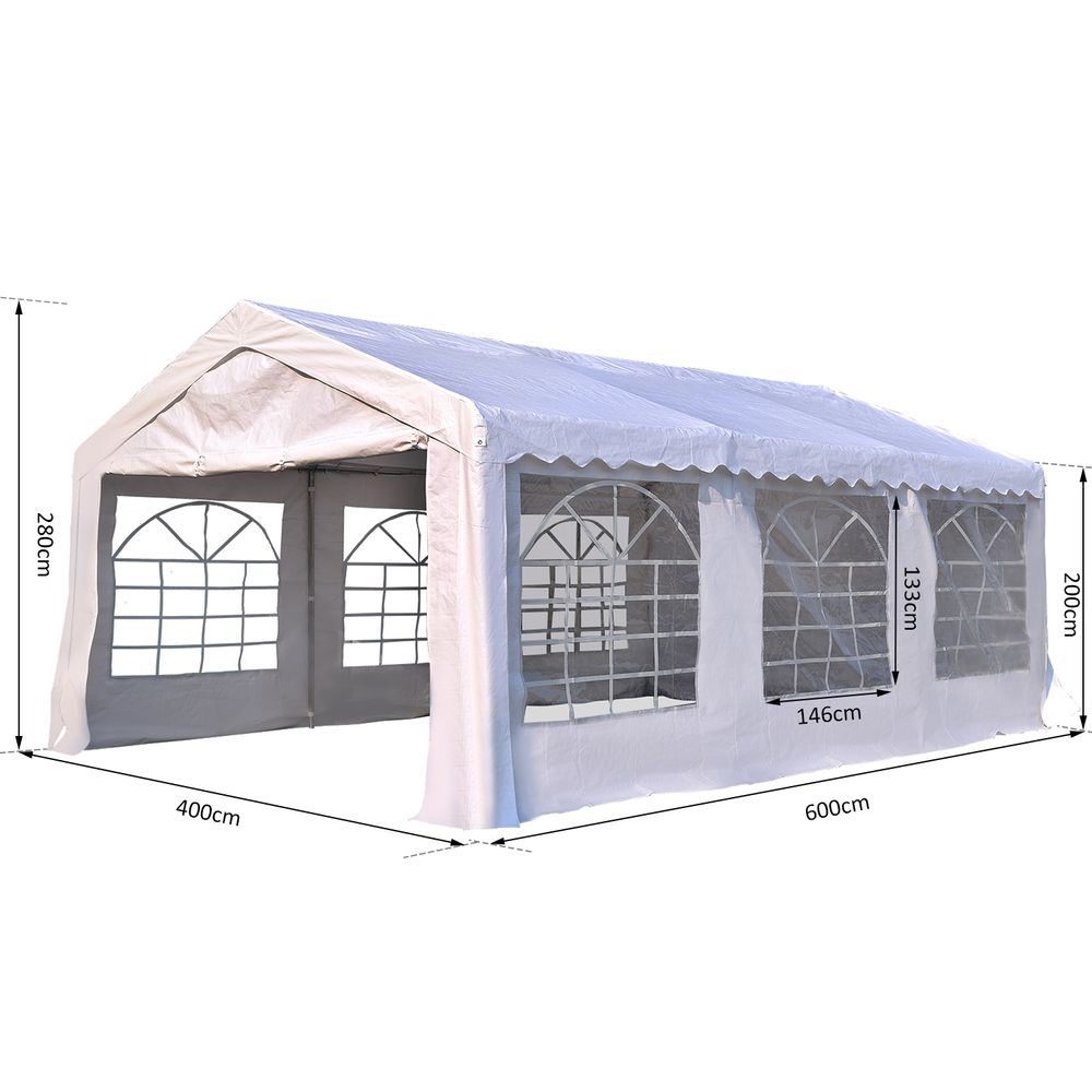 Gazebo Marquee Party Tent, Steel Frame-White - 2 sizes