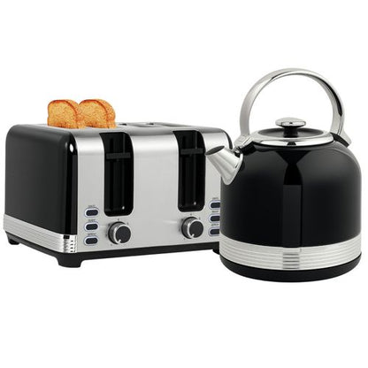 HOMCOM 1.7L 3000W Fast Boil Electric Kettle and 4 Slice Toaster Set, Black