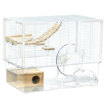 PawHut Hamster Cage, Gerbilarium Cage With Deep Bottom, Ramp & Exercise Wheel