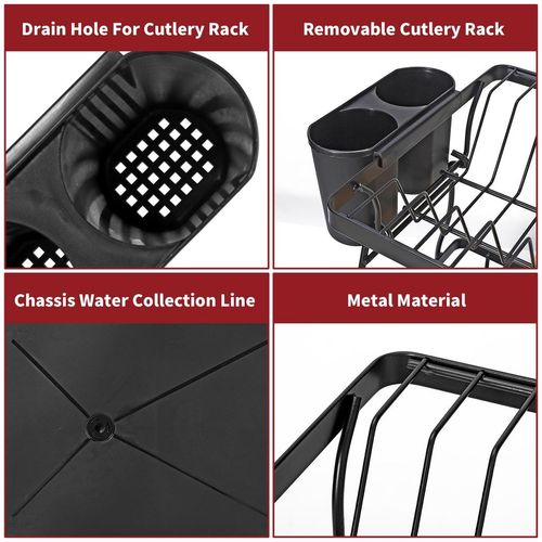 Vinsani Black Dish Drying Rack