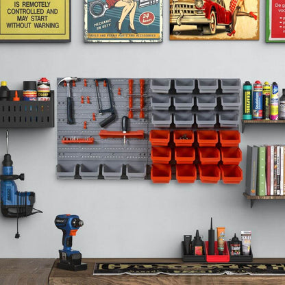 Wall Mounted Tools & Hardware Storage Unit w/ Containers