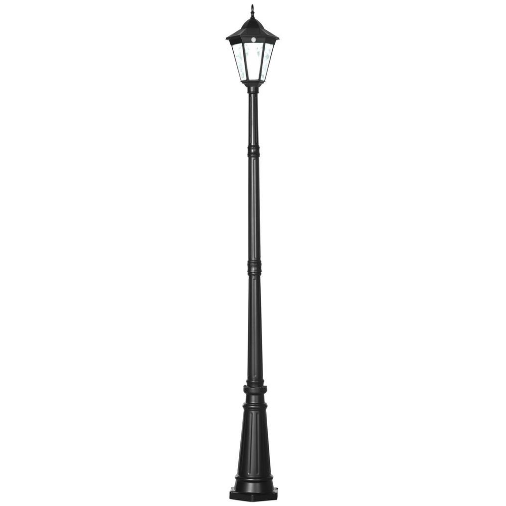 2.4m Garden Lamp Post Light LED Solar Powered Patio Path Lighting Lamp