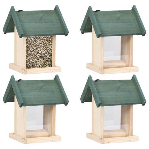 Bird Feeders 4 pcs Fir Wood